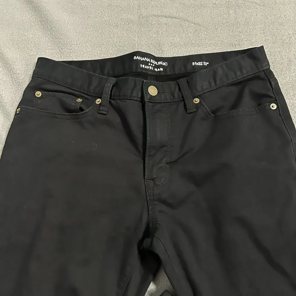 Banana Republic Travel Jeans Mens 31 X 32 Black Cotton Slim Fit 5-Pocket Stretch